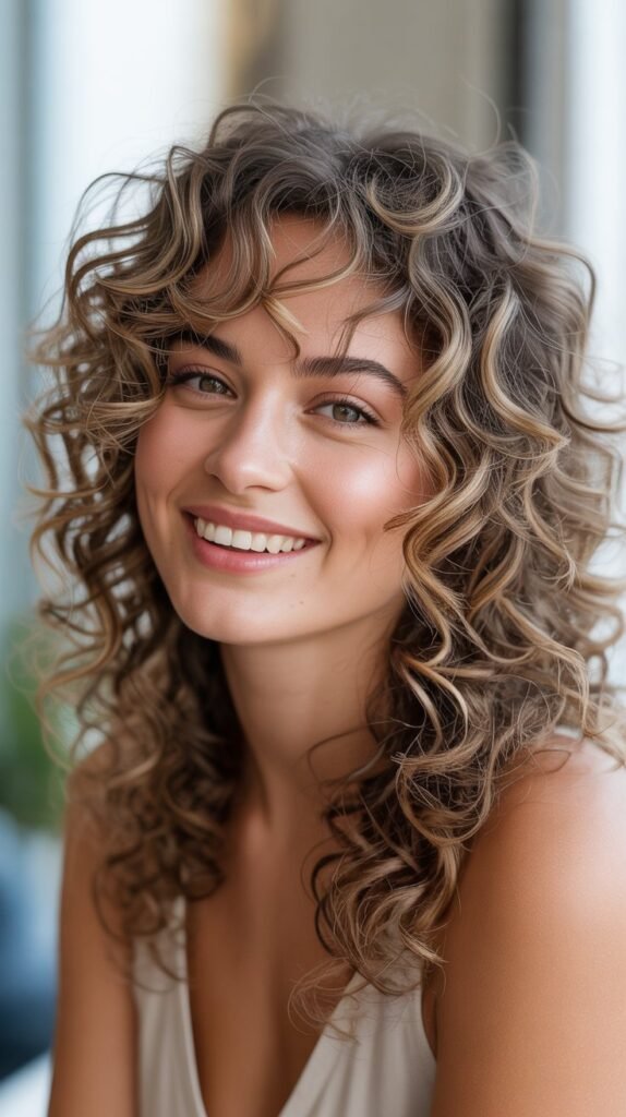 Curly Hair with Feathered Layers