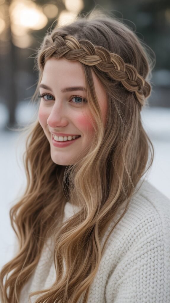 Braided Headband with Down Hair