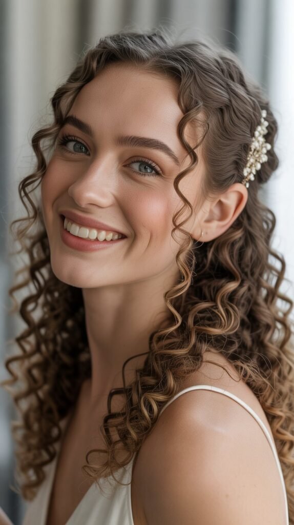 Twisted Curly Half-Up with Accessory