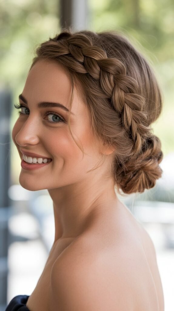 Dutch Braid Into Low Bun