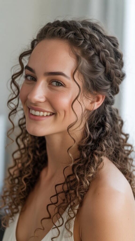 Dutch Braid Crown for Curls