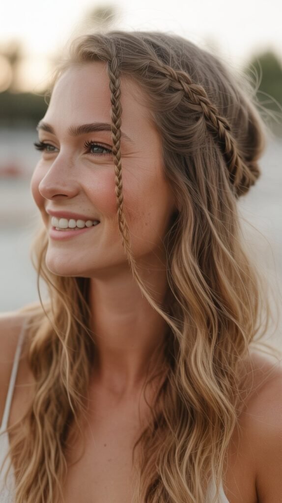 Boho Side Swept with Small Accent Braids