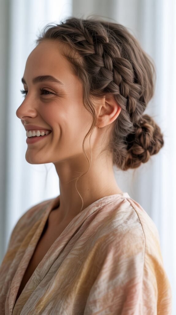 Low Braided Bun with Wrap