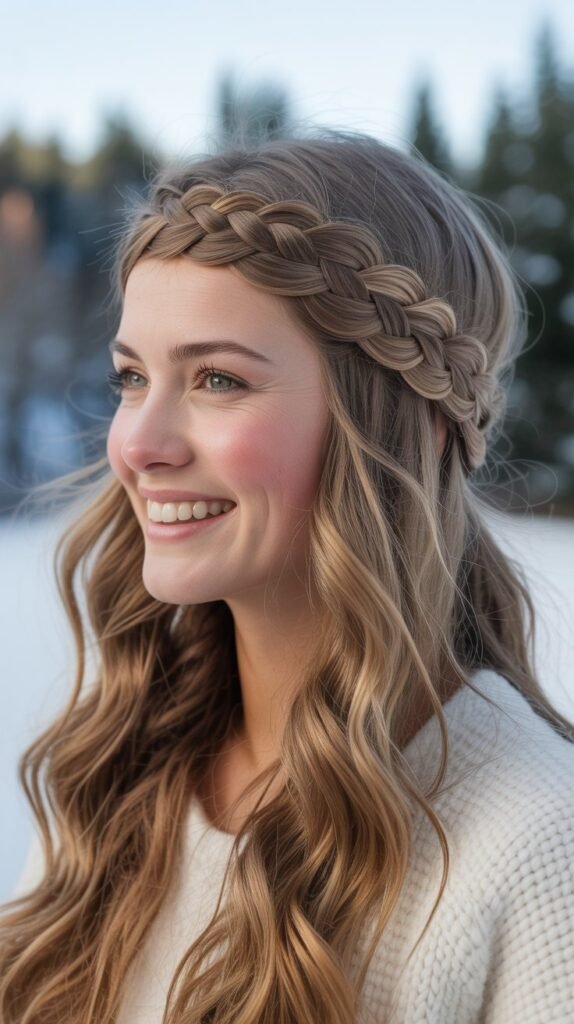 Braided Headband with Flowing Hair