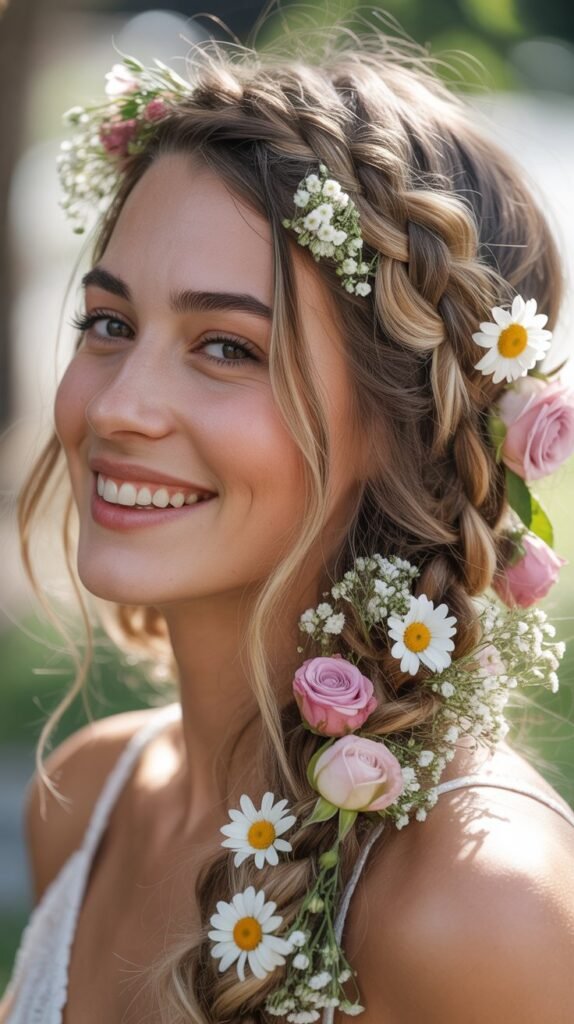 Flower Crown Braid with Fresh Blooms