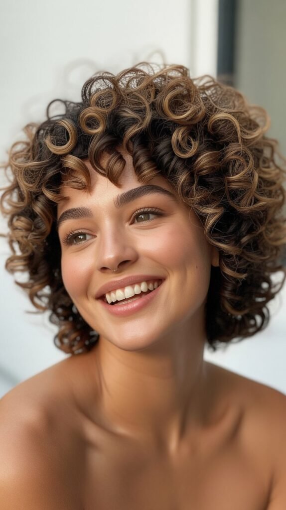 Curly Afro with Tapered Bangs