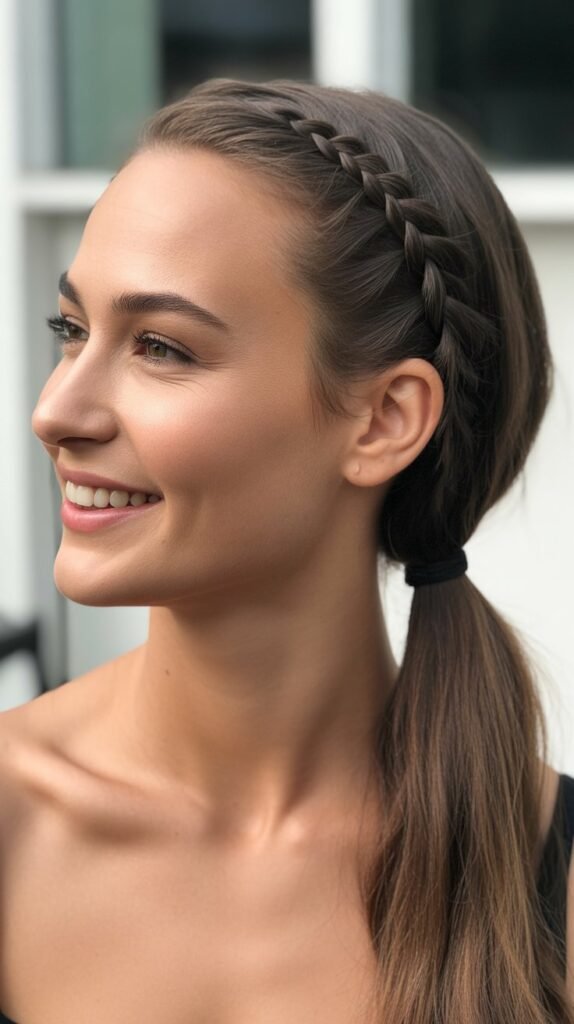  Low Side Ponytail with Braid