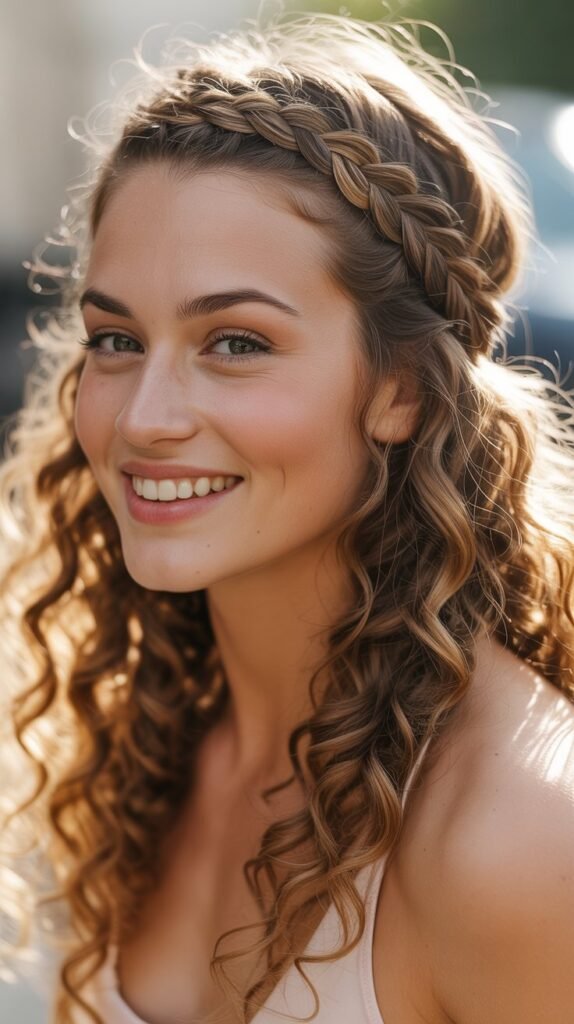 Braided Headband with Loose Curls