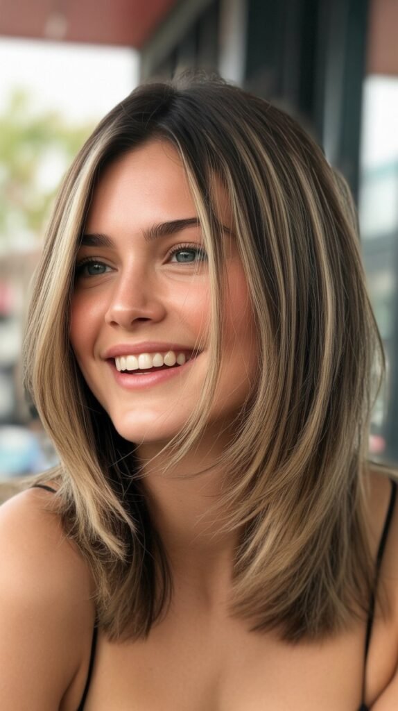 . Inverted Long Bob with Curved Bangs