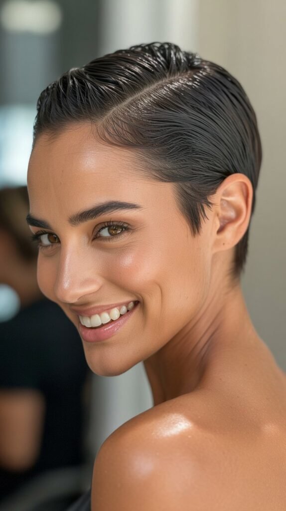 Slicked-Back Pixie Cut