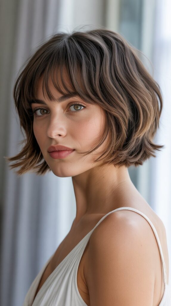 Best 30 Short Choppy French Bob Haircuts for an Instant Cool-Girl Look 2 Short Choppy French Bob with Curtain Bangs