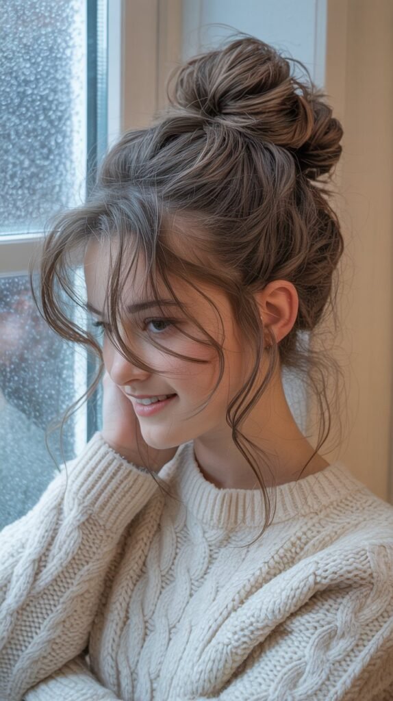 Messy Low Bun with Face-Framing Pieces