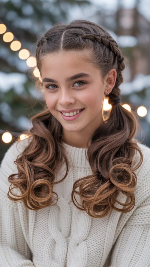 Braided Pigtails with Curled Ends