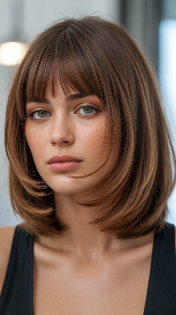 Angled Bob with Curtain Bangs