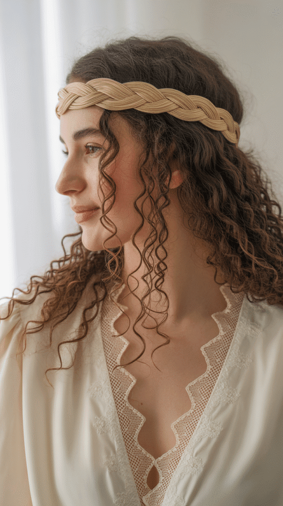 33 Easy and Simple Cute Winter Hairstyles 29 Braided Headband with Curls