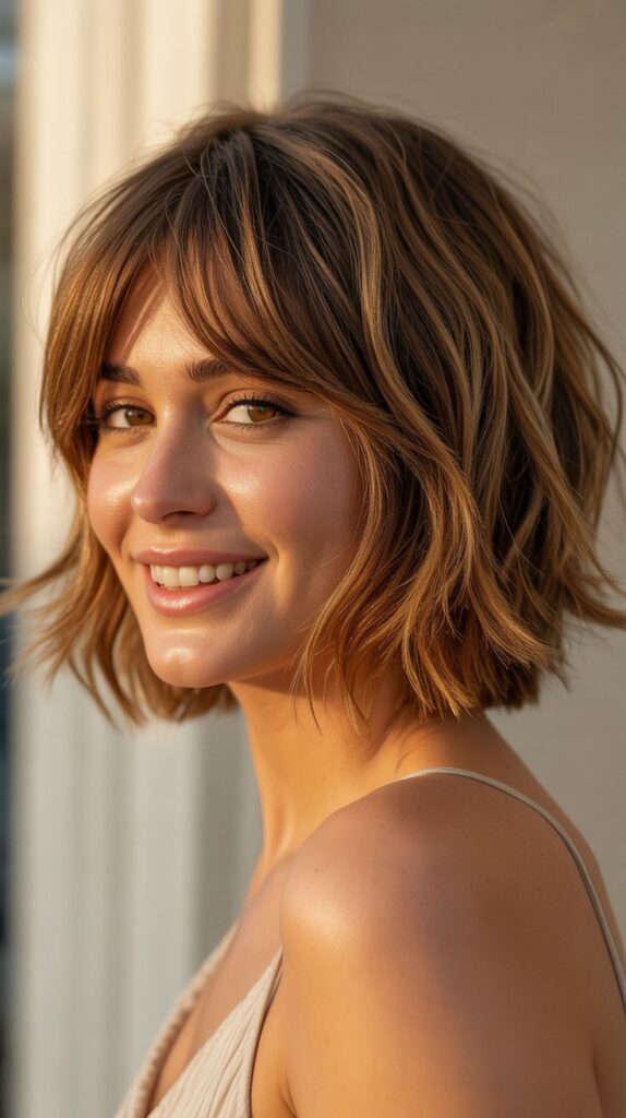 Shaggy Choppy Bob with Bangs