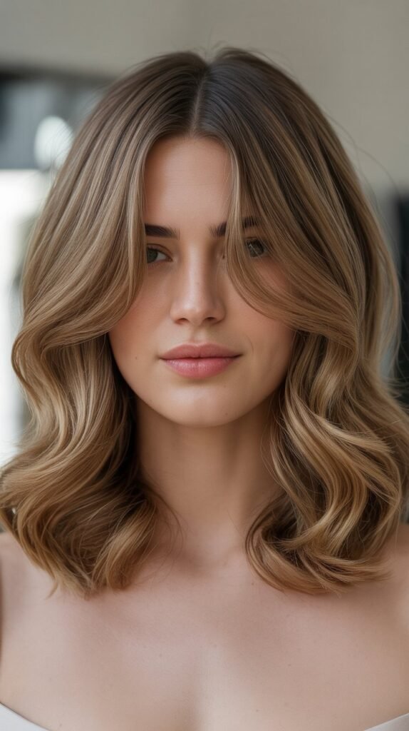 Long Bob with Curtain Bangs and Mermaid Waves