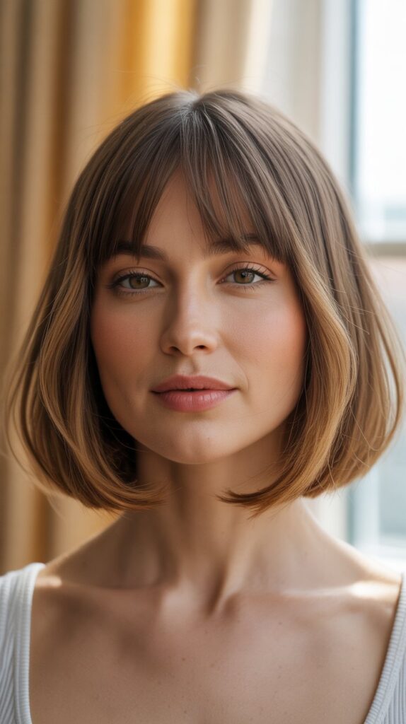 34+ Latest Bob Haircuts for Fine Hair 13 Bob with Curtain Bangs