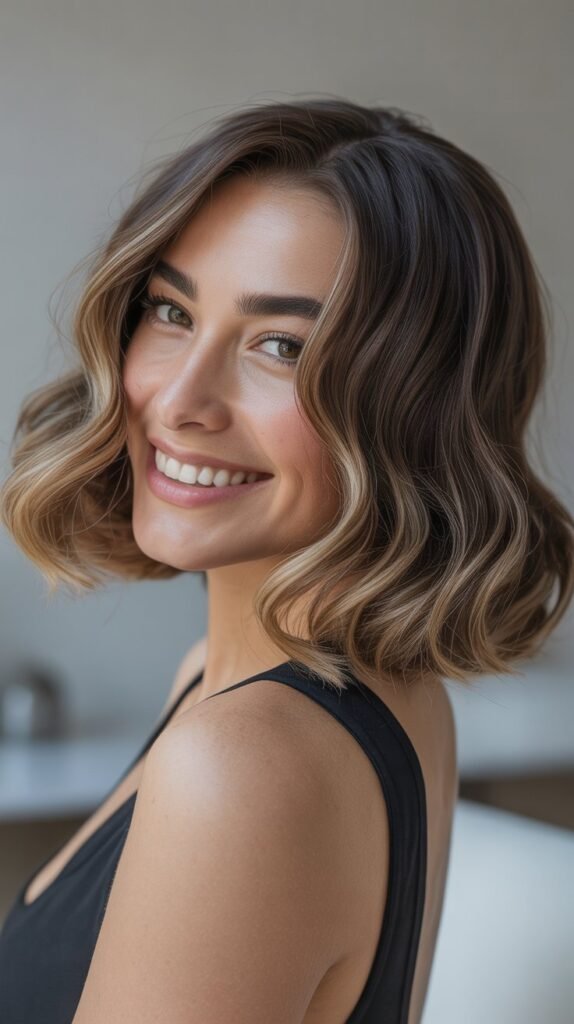 Swoopy Curtain Bangs with Lob