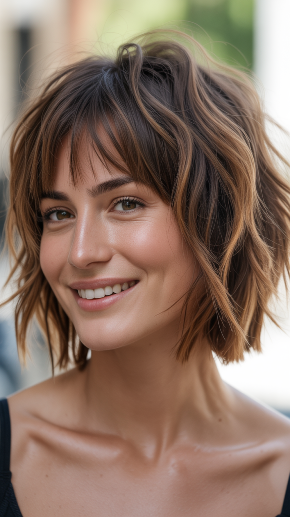 Messy Choppy Bob with Piecey Bangs