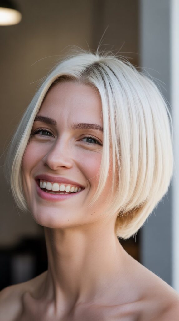 Platinum Blonde Angled Bob