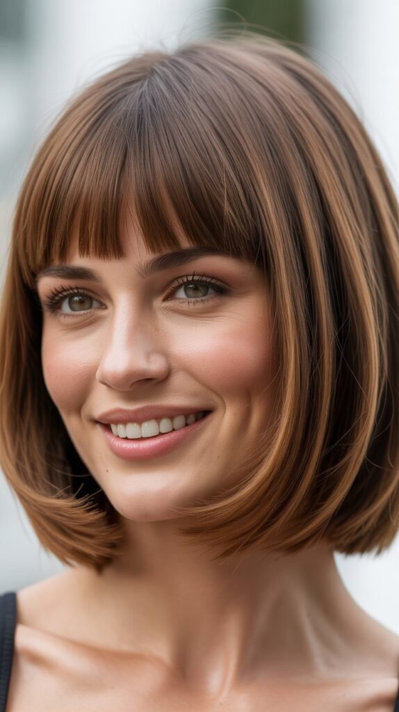 Classic Choppy Bob with Blunt Bangs