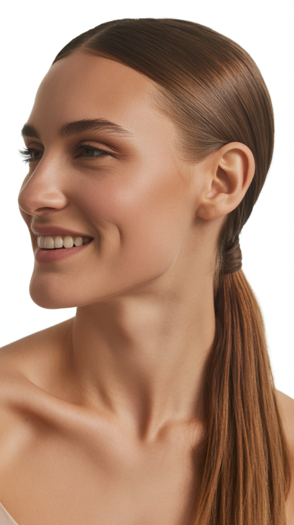 Slicked-Back Straight Ponytail