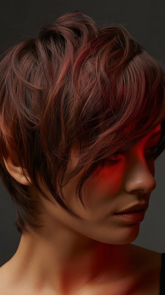 27+ Trendy Lowlights for Short Brown Hair on Brunettes 9 Burgundy-Tinted Brown Lowlights