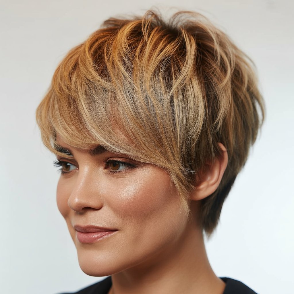 27+ Expert-Approved Hairstyles for Thin Hair and Round Faces 26 Long Pixie with Volume on Top