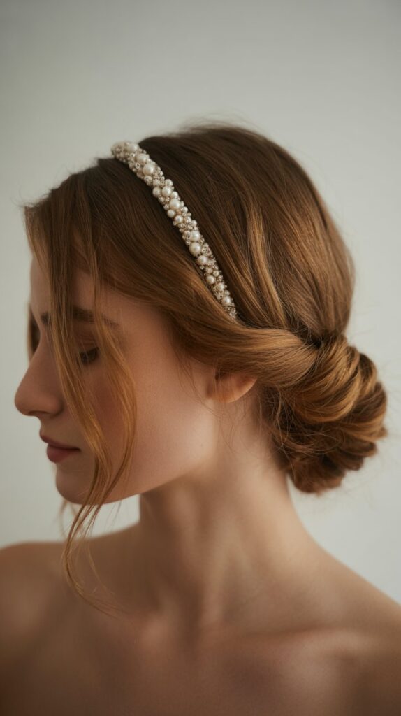 27 Greasy Hair Hairstyles with a Headband 16 Twisted Half-Up Style with Beaded Headband