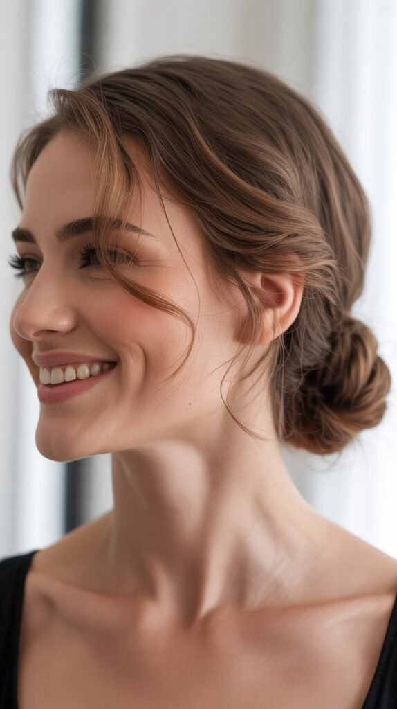 Low Chignon with Face-Framing Pieces