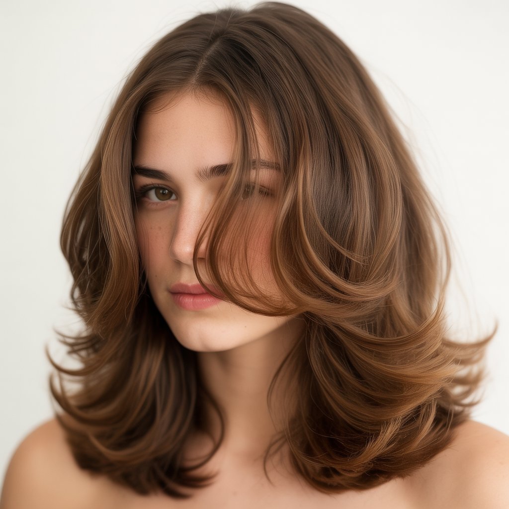 27+ Expert-Approved Hairstyles for Thin Hair and Round Faces 15 Layered Midi with Middle Part