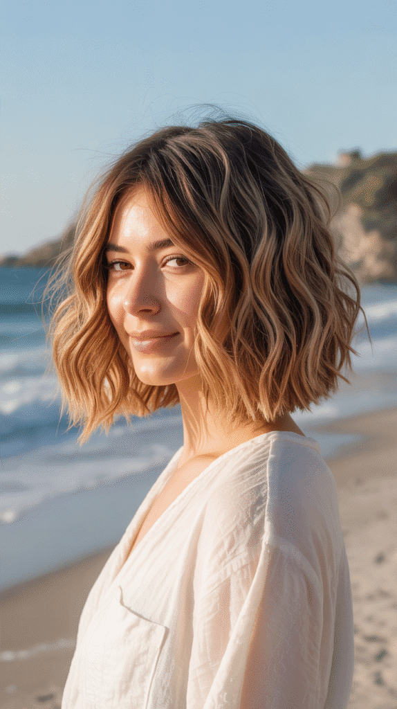 30 Chic Long Bob Haircuts for Women 4 Wavy Long Bob with Sea Salt Texture
