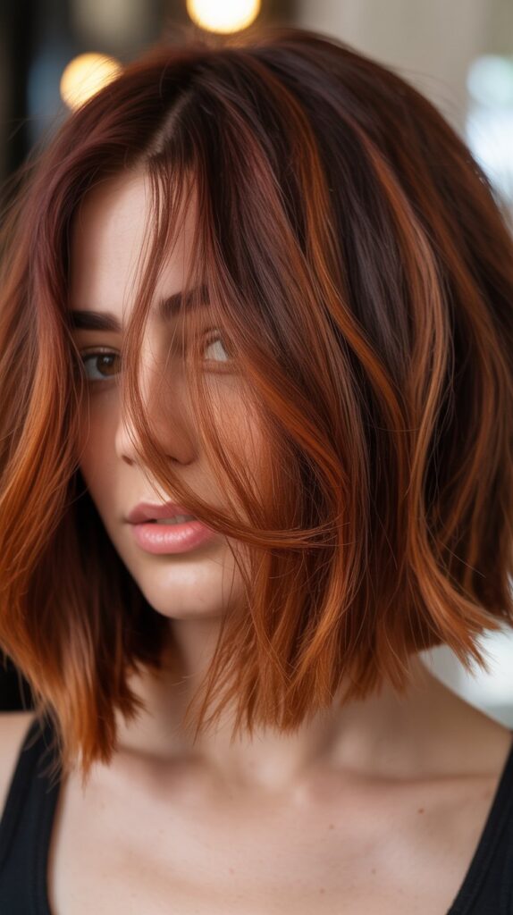 Choppy Bob with Auburn Balayage