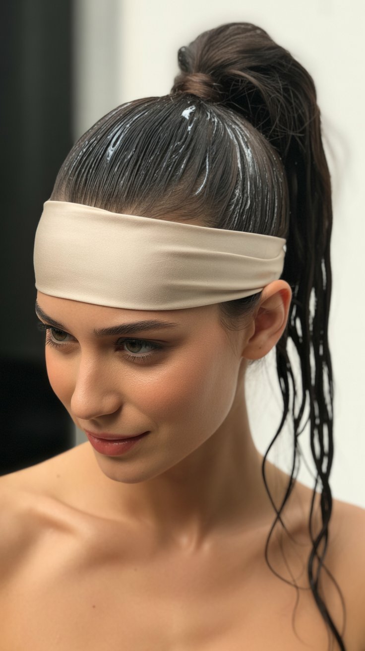  Classic Slicked-Back Ponytail with Wide Headband