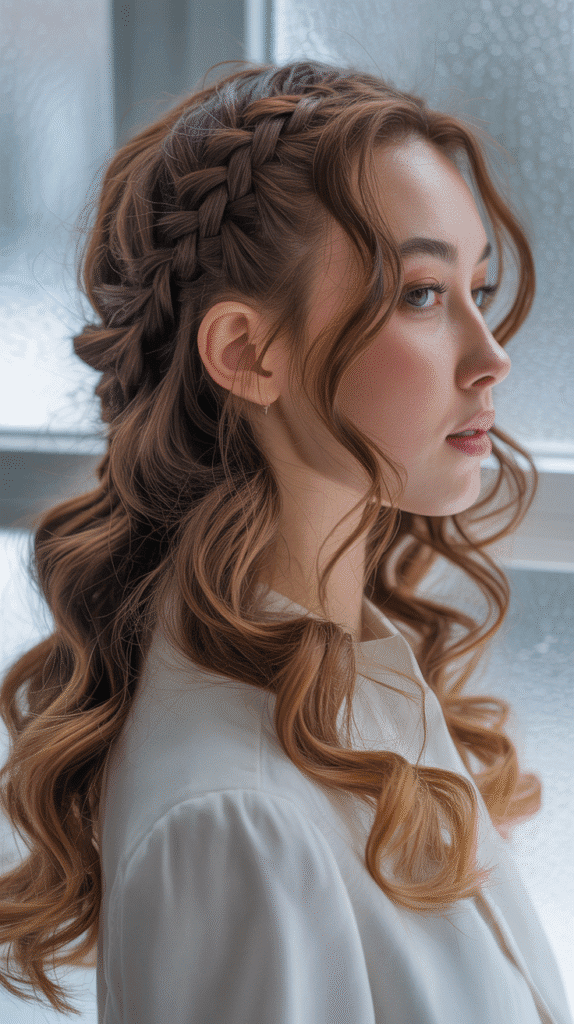 30 Winter Hair Braids Inspired by Aespa 5 Mixed Texture Braids with Loose Waves