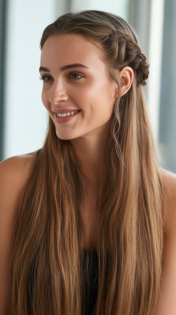 Straight Hair with Twisted Side Sections