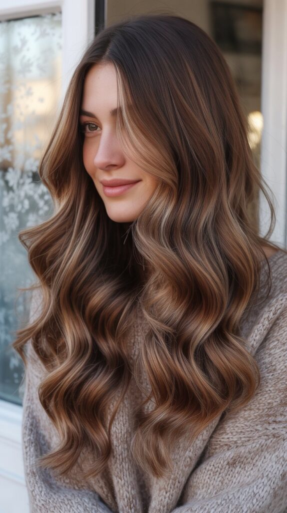 Best 27+ Elegant Winter Hair Colors for Brunettes 2 Mocha Latte Balayage