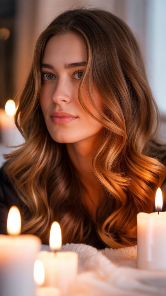 Best 27+ Elegant Winter Hair Colors for Brunettes 13 Amber Glow Highlights