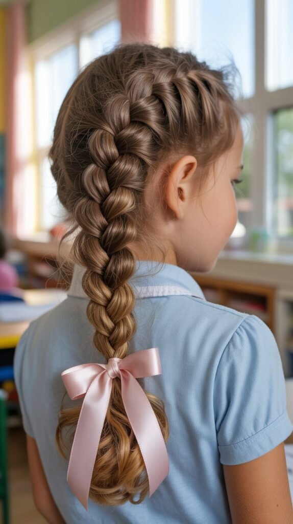 The Braided Ponytail with Ribbon