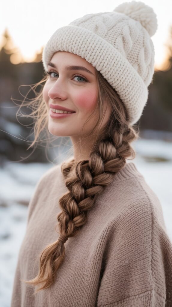 Rope Braid Ponytail with Beanie