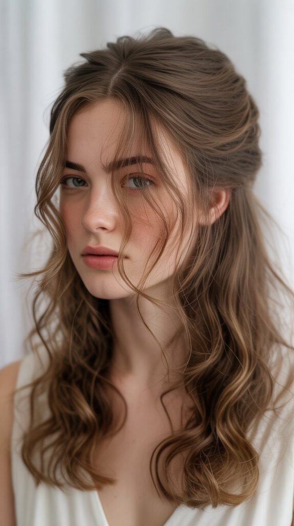 Top 27+ Half-Up Half-Down Prom Hairstyles 18 . Messy Half-Up with Texture