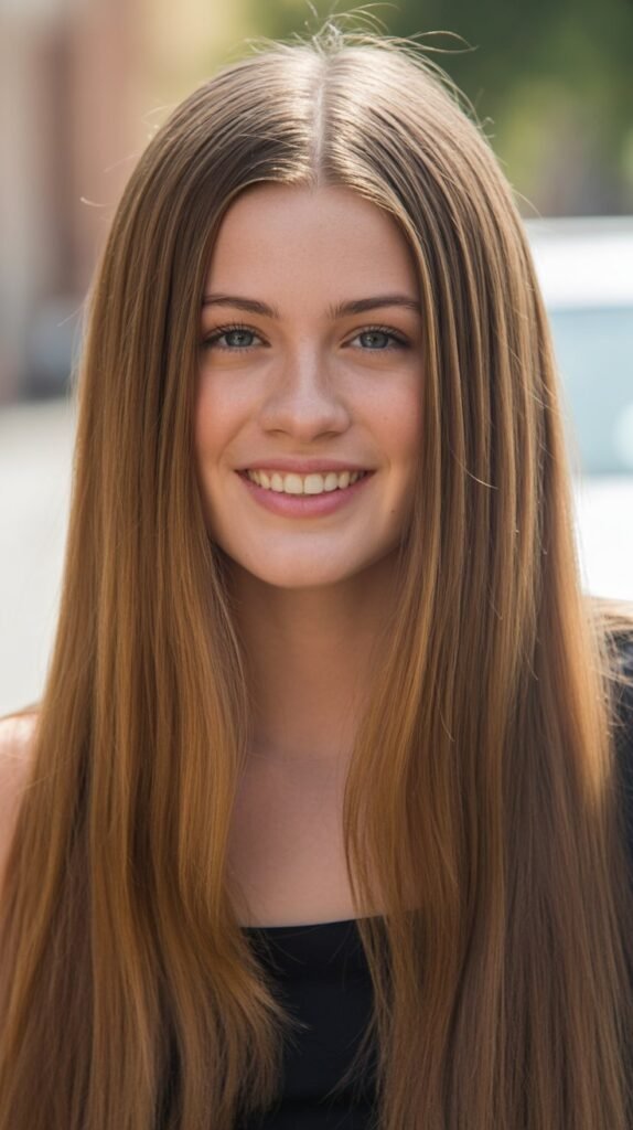 Straight Hair with Center Part