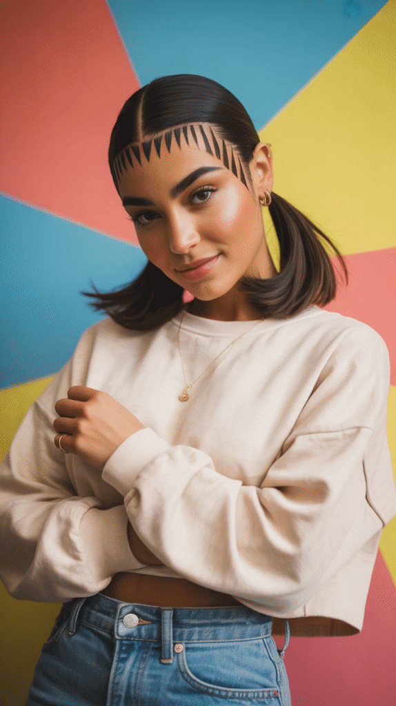 30 Simple and Stylish Greasy Hair Hairstyles 26 Zigzag Part with Low Pigtails