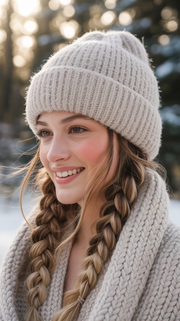 Double Dutch Braids with Fitted Beanie