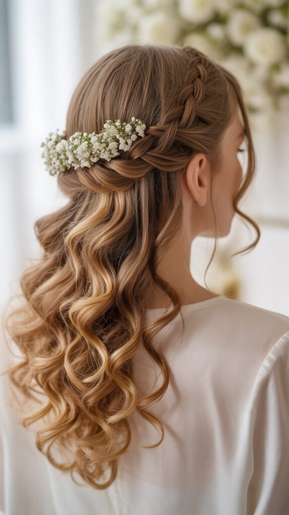Half-Up Half-Down with Crown Braid