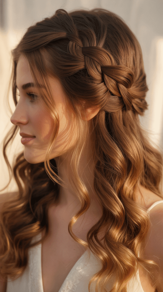 30 Trendy Half-Up Half-Down Hairstyles for HoCo 2025 21 Rope Braid Half-Up