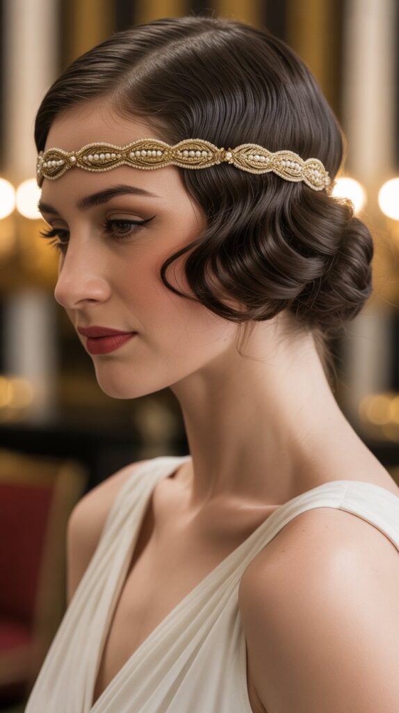 27 Greasy Hair Hairstyles with a Headband 18 Gibson Tuck with Vintage Headband