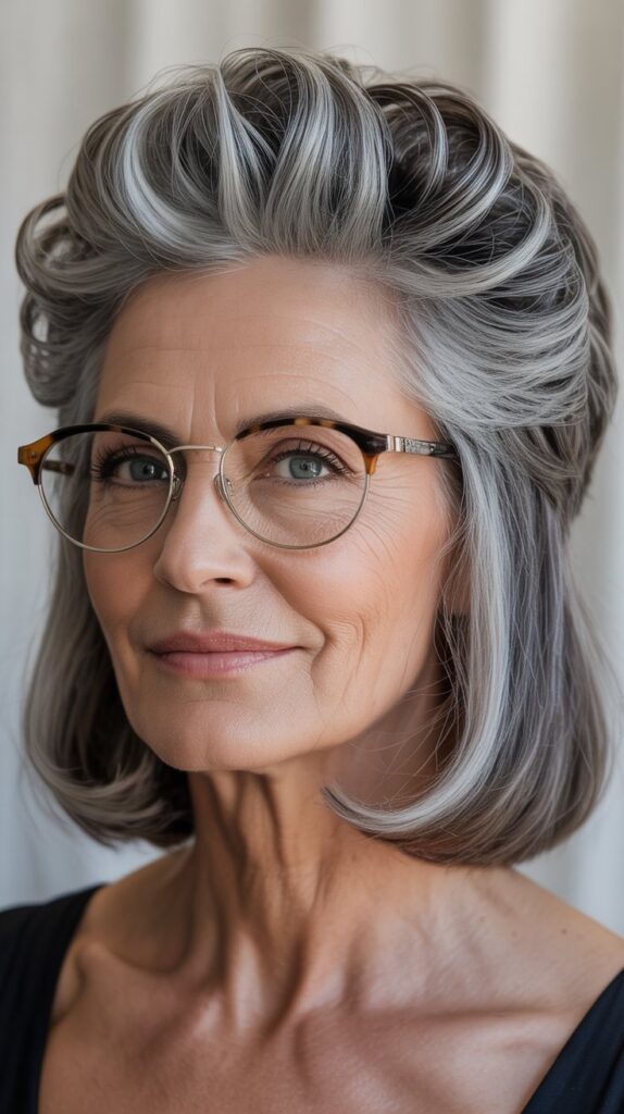 Best 27+ Hairstyles for Thin Fine Hair Over 60 with Glasses 28 Crown-Lifted Bob