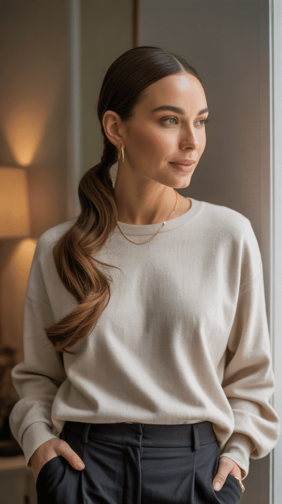 30 Simple and Stylish Greasy Hair Hairstyles 17 Low Side Ponytail